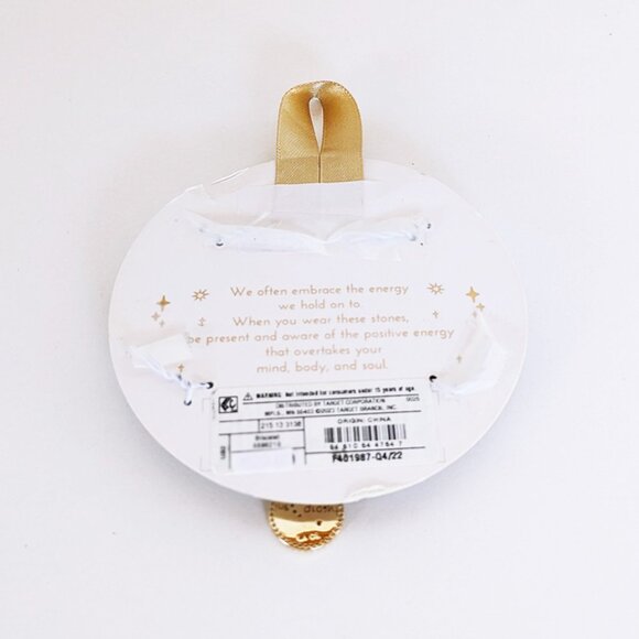 Blue Stretch Bracelet with Gemstones and 14K Gold Dipped Cubic Zirconia Charm - Picture 6 of 6